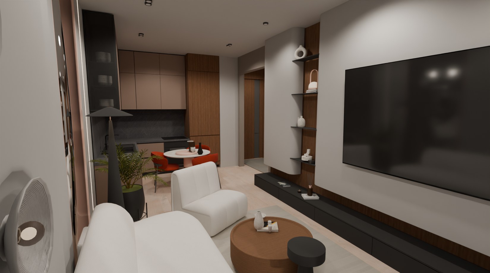 Emre Gökdemir 2+1 living room: render with materials and lighting