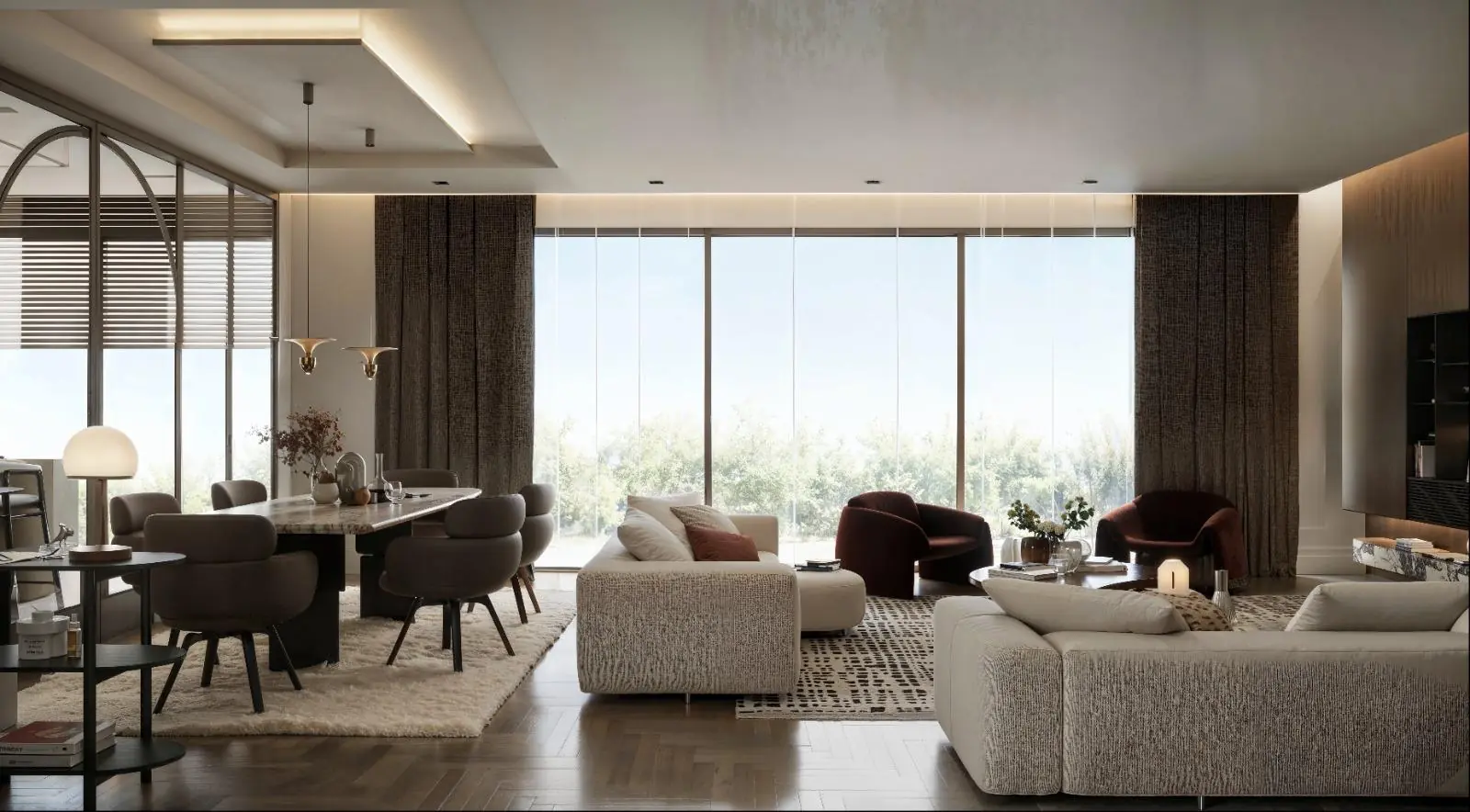 Çağrışan Villas living room: wood, linen and velvet